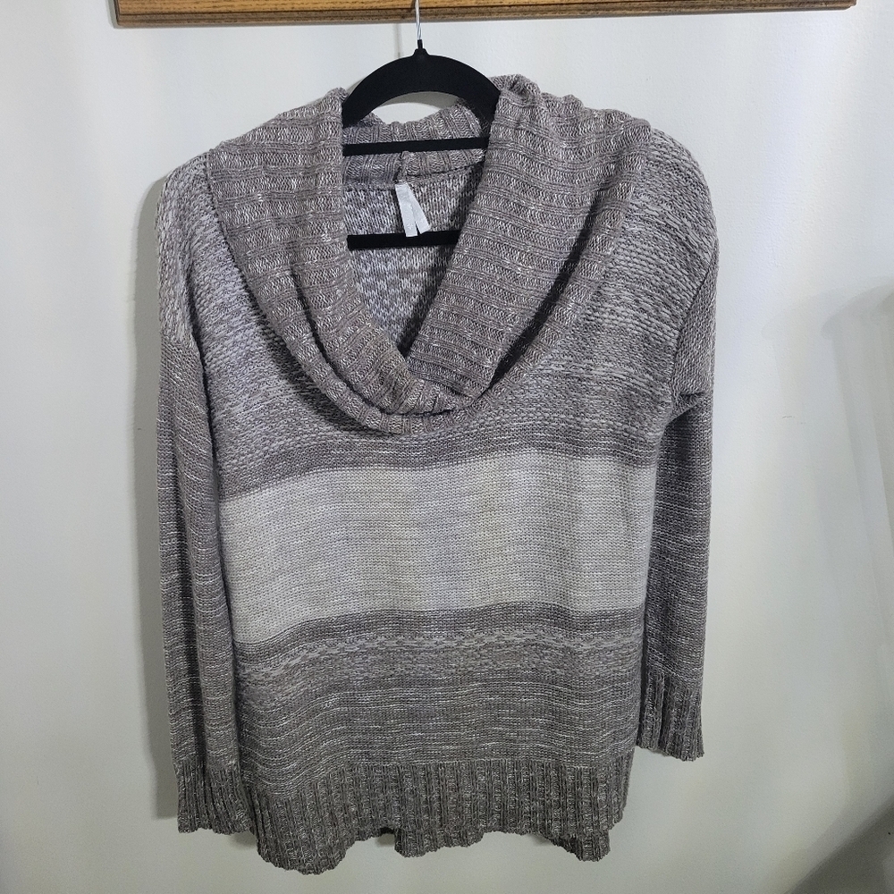 Vanity Brown & Cream Cowl Neck Sweater, Size M